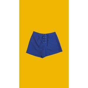 1990s-Y2K PATTY U.S.A. Navy Blue Lace Up Navy Blue Mini Shorts. XS-S